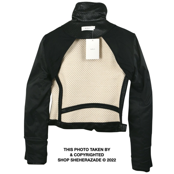 A.L.C. Clarke Moto Biker Jacket Vegan Cruelty-Free Leather-Look Black 10 - Picture 12 of 14